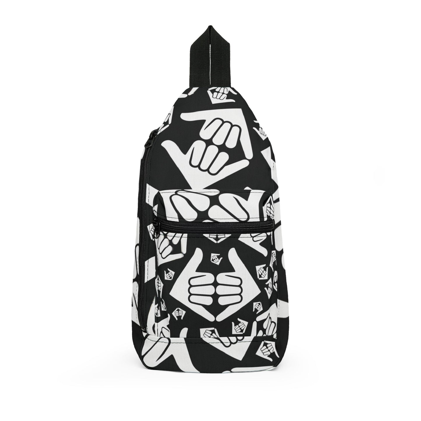 Aloha Shaka - Sling Bag — Black & White Shaka Pattern Crossbody Pack