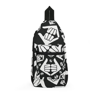 Aloha Shaka - Sling Bag — Black & White Shaka Pattern Crossbody Pack