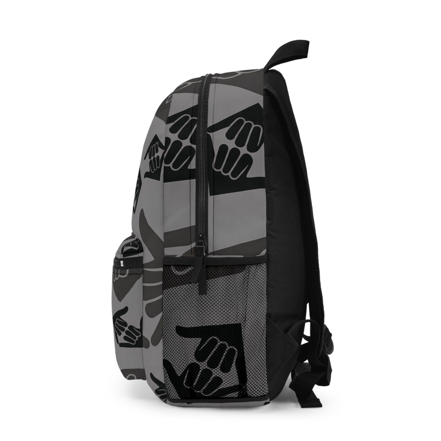 Aloha Shaka - Double Shaka Pattern Backpack — Grey Surf Hand Gesture Daypack