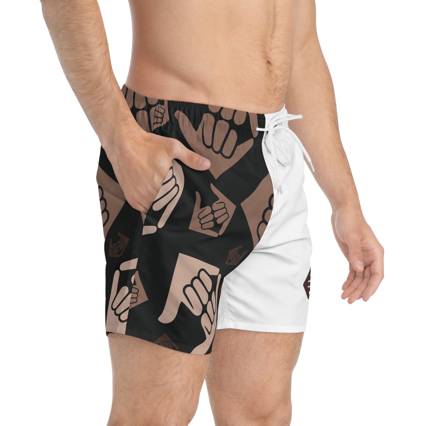 Aloha Shaka - Swim Trunks - Two-Tone Shaka Pattern Swim Shorts