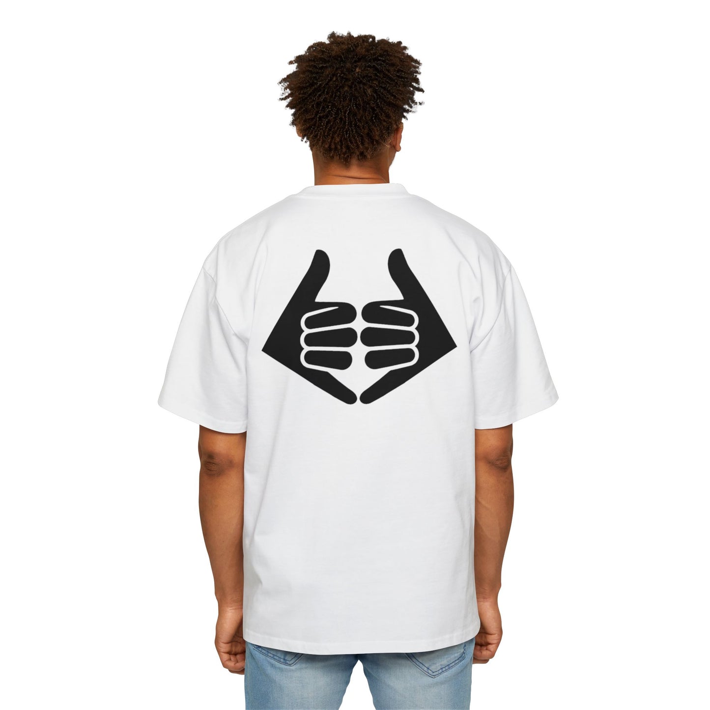Lokal Vibes - Double Shaka Oversized Tee — Minimalist Black Hand Emblem Graphic T-Shirt