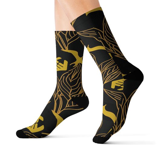 Iwa Canopy - Black & Gold Sublimation Crew Socks
