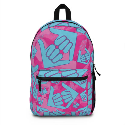 Aloha Shaka Como - Pink & Teal Shaka Hand Print Backpack | Surf Vibe School Bag