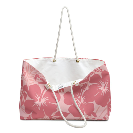 Aloha Flora - Pink Hibiscus Beach Weekender Bag — Floral Tropical Travel Tote