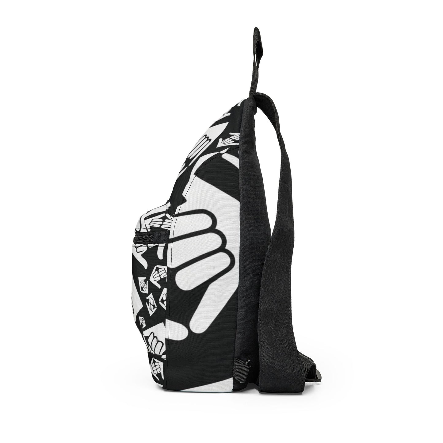 Aloha Shaka - Sling Bag — Black & White Shaka Pattern Crossbody Pack
