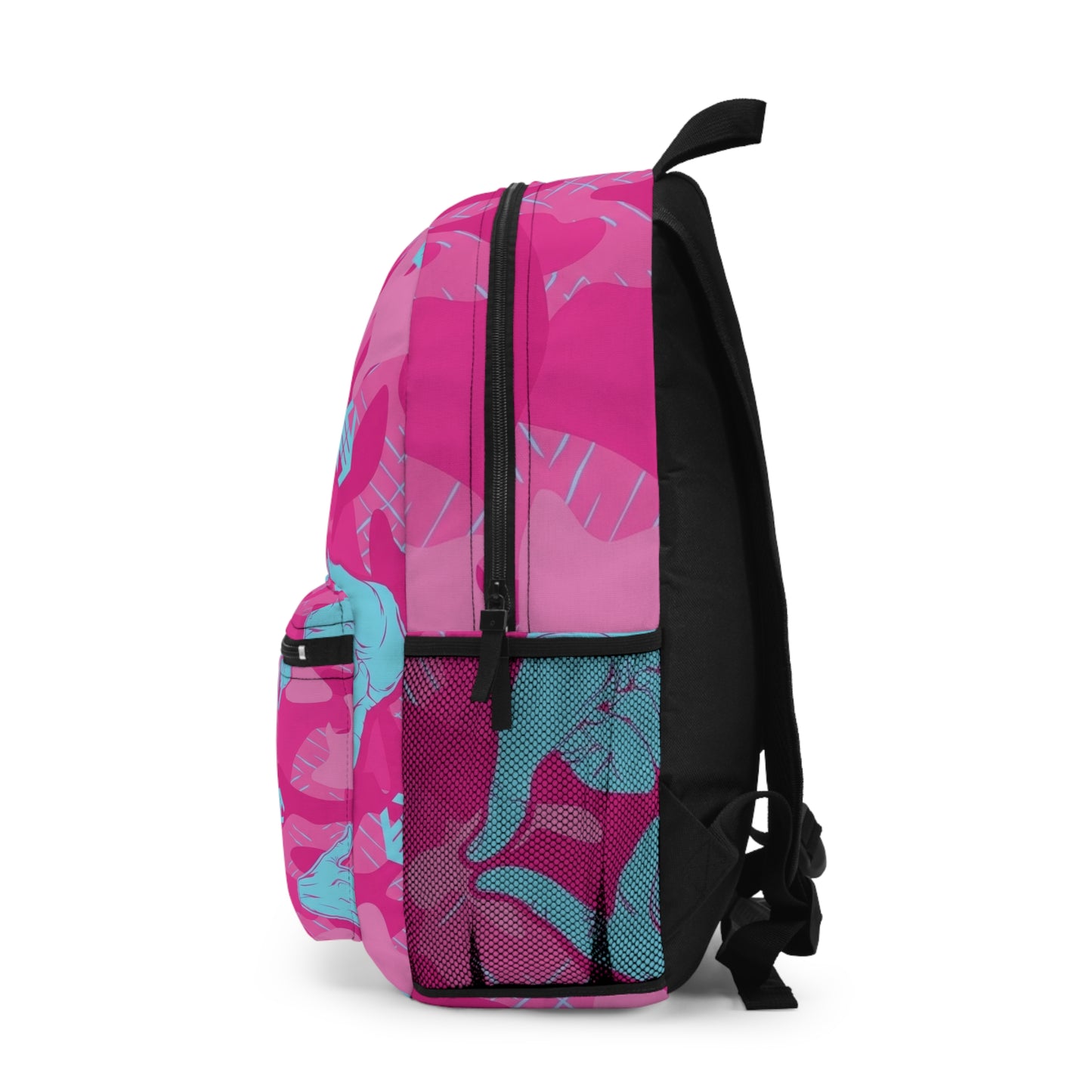 Double Shaka - Pink Aloha Hand Sign Backpack — Tropical Surf Palm Print School Bag