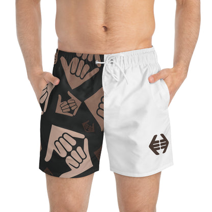 Aloha Shaka - Swim Trunks - Two-Tone Shaka Pattern Swim Shorts