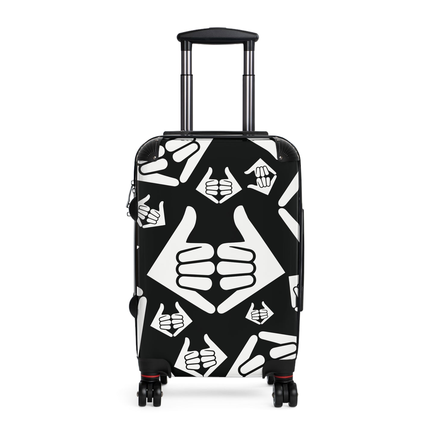 Aloha Shaka - Thumbs Up Suitcase Cover — Black & White Travel Luggage Protector with Repeating Thumbs-Up Pattern
