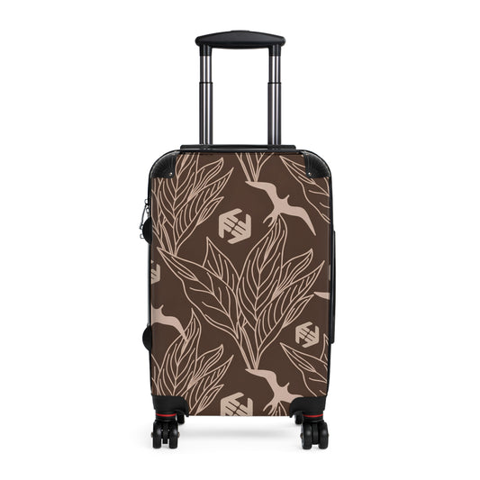 Iwa Canopy - Tropical Flight Carry-On Suitcase — Brown Botanical Hummingbird Luggage