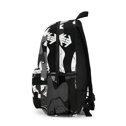 Double Shaka - Monochrome Hand Sign Pattern Backpack — Black & Gray Streetwear School Bag