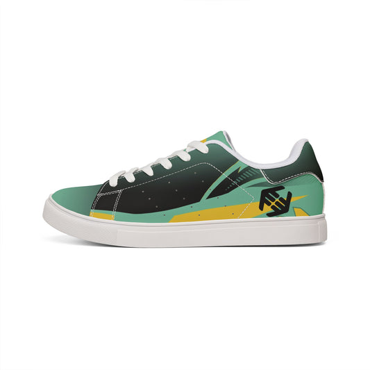 Tropic Flow - Low-Top Leather Sneakers – Green Gradient Surf Wave Design
