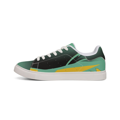Tropic Flow - Low-Top Leather Sneakers – Green Gradient Surf Wave Design