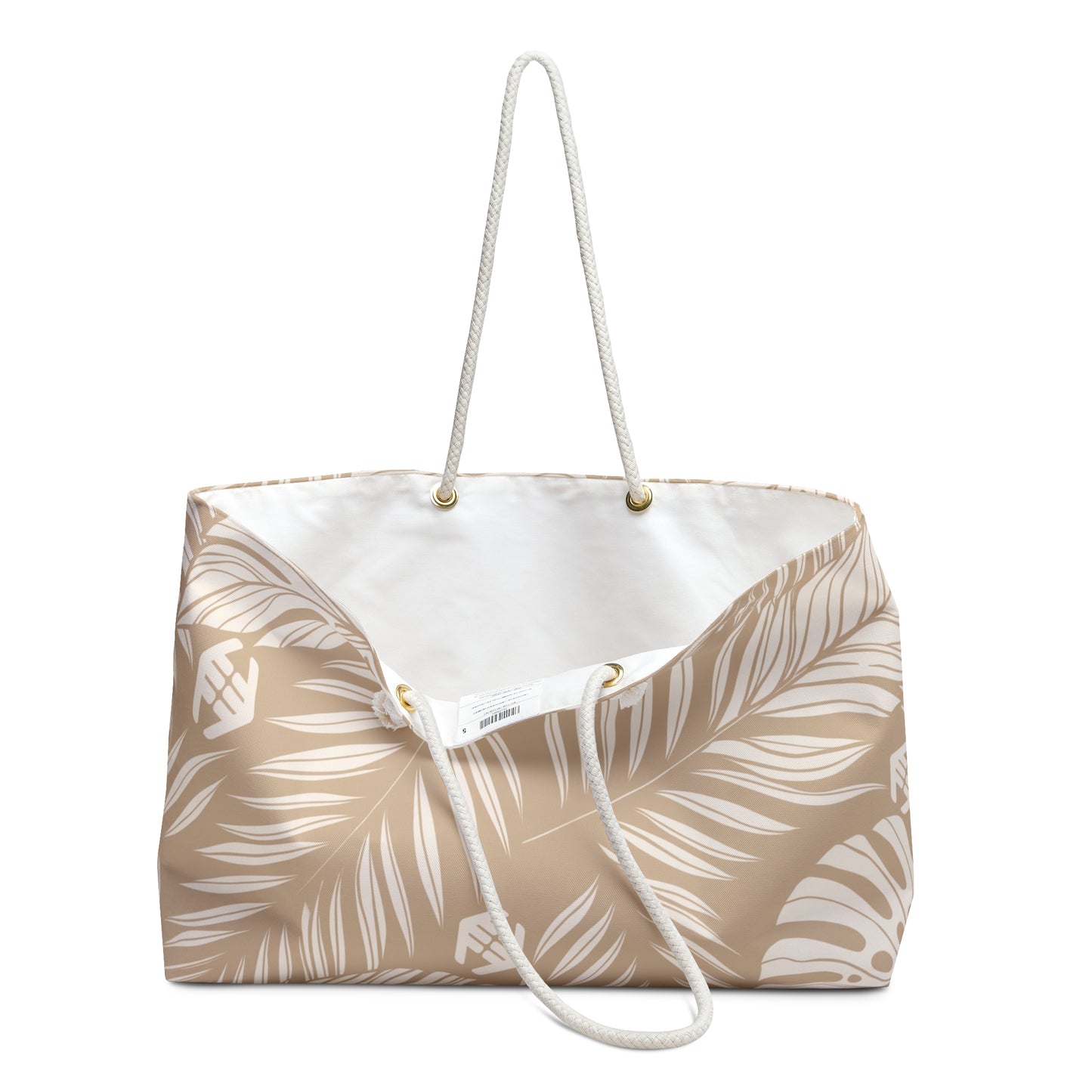 Tropical Leaf - Weekender Bag - Neutral Palm Print Travel Tote