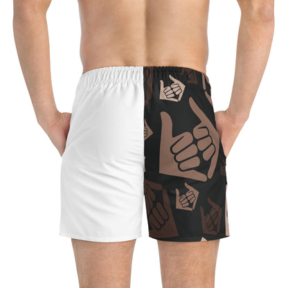 Aloha Shaka - Swim Trunks - Two-Tone Shaka Pattern Swim Shorts