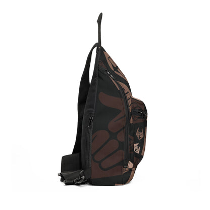 Aloha Shaka - Sling Bag - Double Shaka Hand Pattern Crossbody Bag (Brown Surf, Beach Vibes)