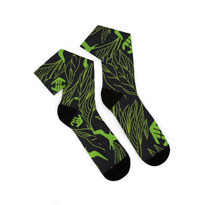 Iwa Canopy - Green Leaf Pattern Sublimation Socks — Botanical Crew Socks