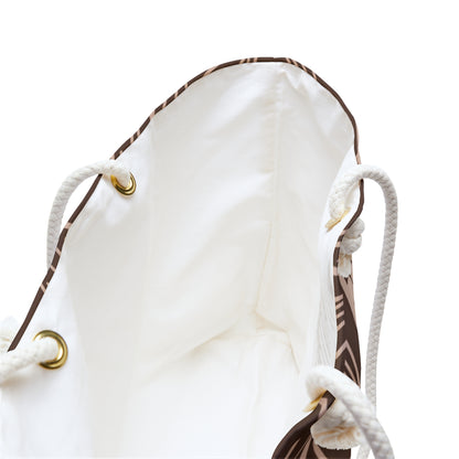 Iwa Canopy - Brown Botanical Weekender Bag — Floral Leaves & Bird Travel Tote
