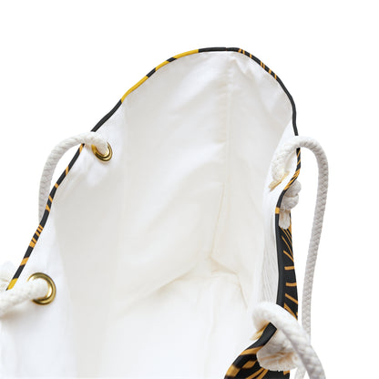 Iwa Canopy - Gold Botanical Weekender Bag — Luxe Black & Yellow Travel Tote