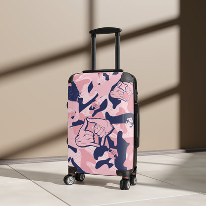 Double Shaka Pattern Suitcase — Cute Travel Carry-On with Hand Gesture Design