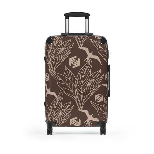 Iwa Canopy - Tropical Flight Carry-On Suitcase — Brown Botanical Hummingbird Luggage