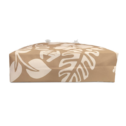 Tropical Hibiscus - Weekender Bag - Beige Floral Travel Tote