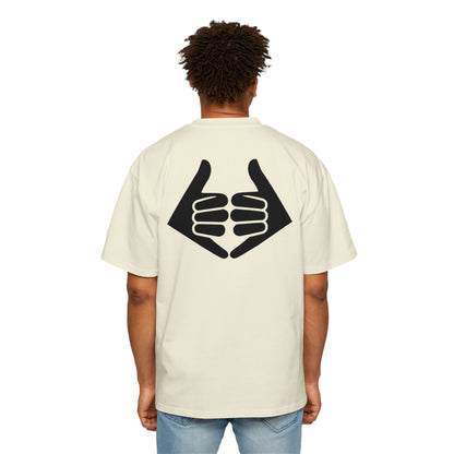 Lokal Vibes - Double Shaka Oversized Tee — Minimalist Black Hand Emblem Graphic T-Shirt