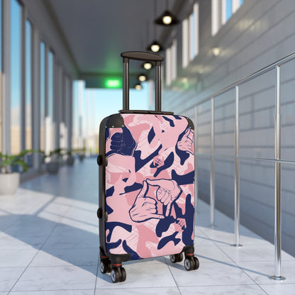 Double Shaka Pattern Suitcase — Cute Travel Carry-On with Hand Gesture Design
