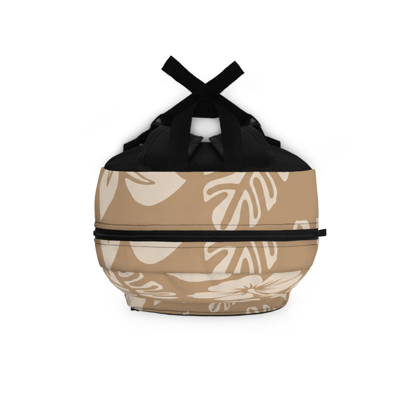 Tropical Hibiscus Backpack - Beige Floral Beach Daypack