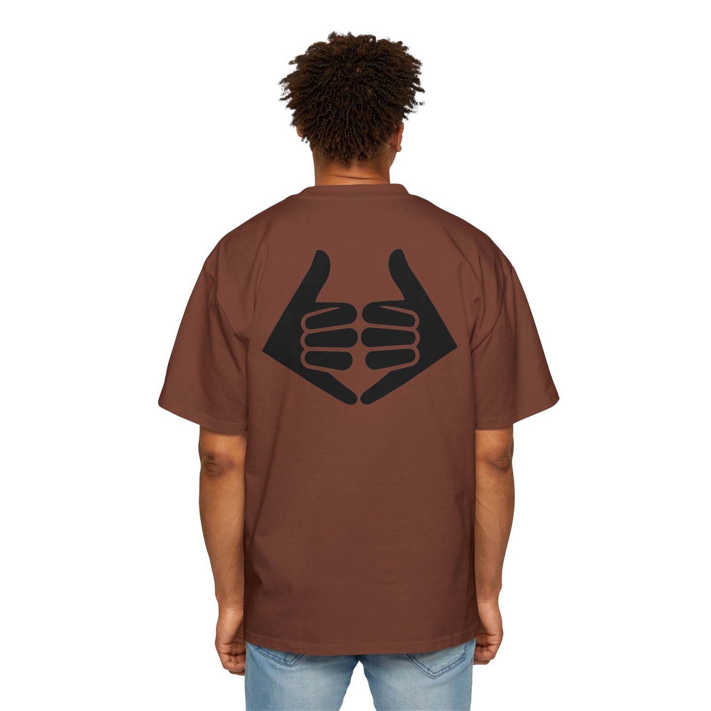 Lokal Vibes - Double Shaka Oversized Tee — Minimalist Black Hand Emblem Graphic T-Shirt