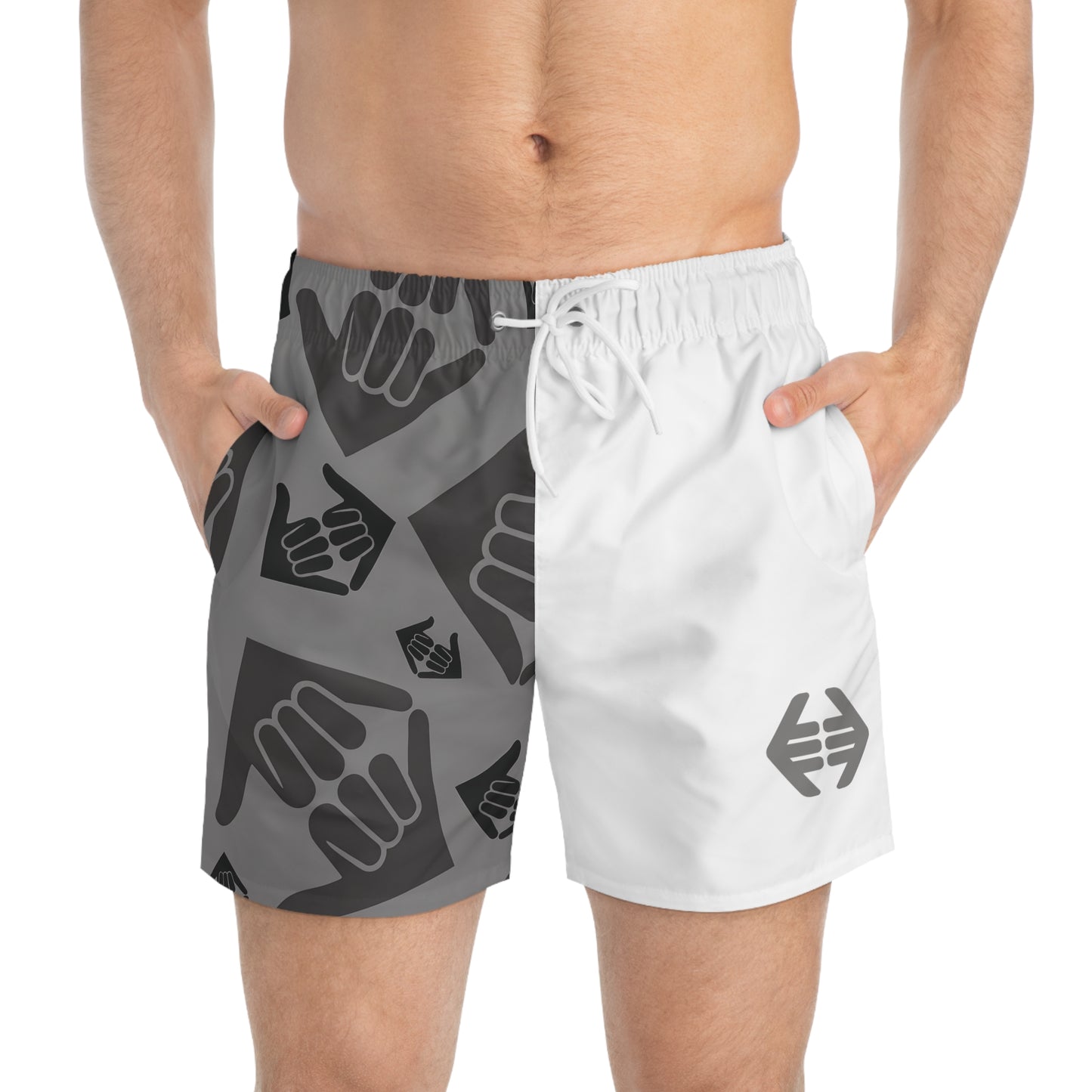 Aloha Shaka - Swim Trunks - Two-Tone Shaka Pattern Beach Shorts