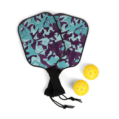 Double Shaka Camo - Pickleball Paddle Set — Camouflage Design Kit (2 Paddles + Balls)
