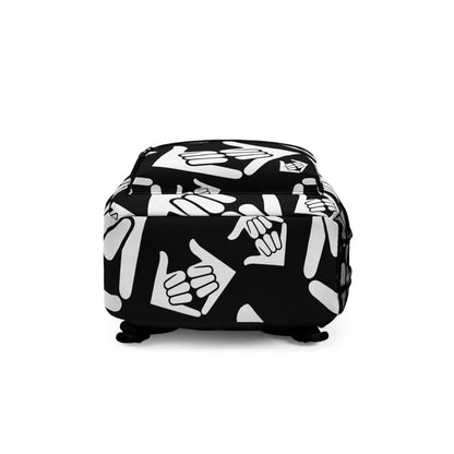 Aloha Shaka - Black & White Dobule Shaka Pattern Backpack