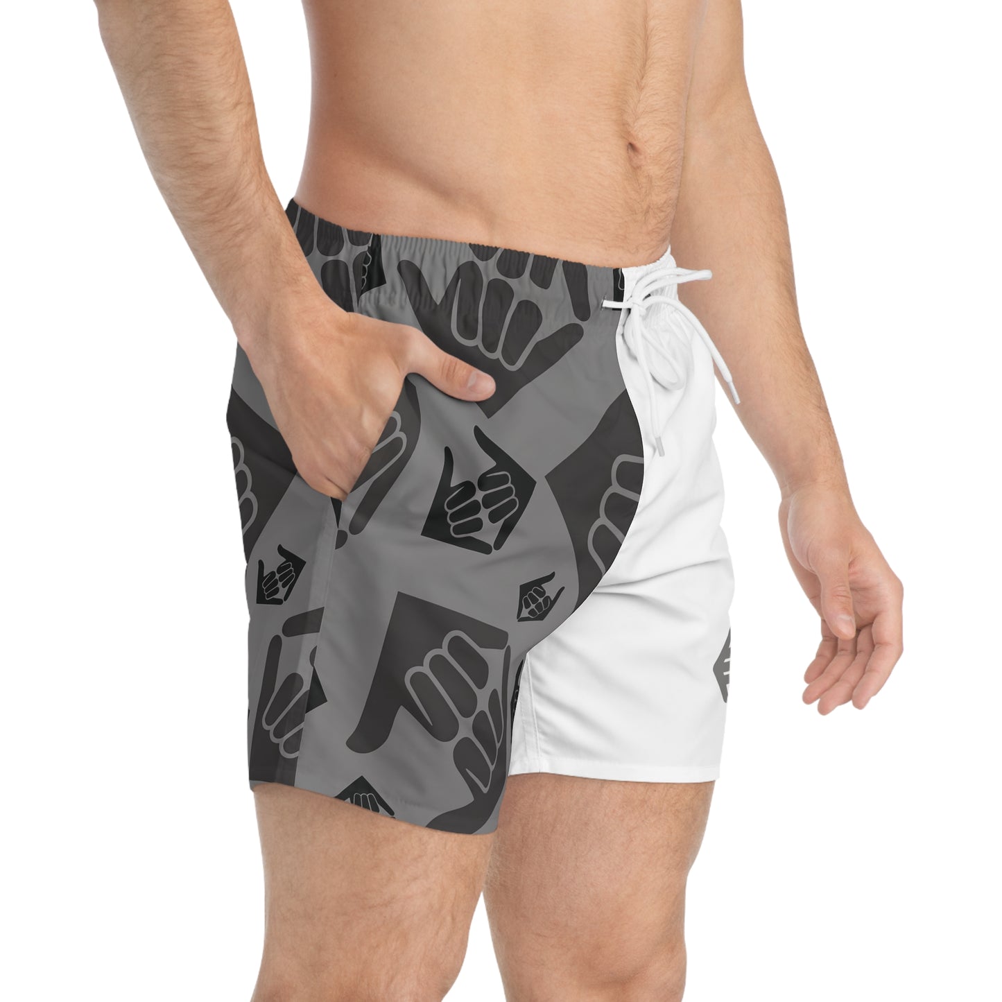 Aloha Shaka - Swim Trunks - Two-Tone Shaka Pattern Beach Shorts