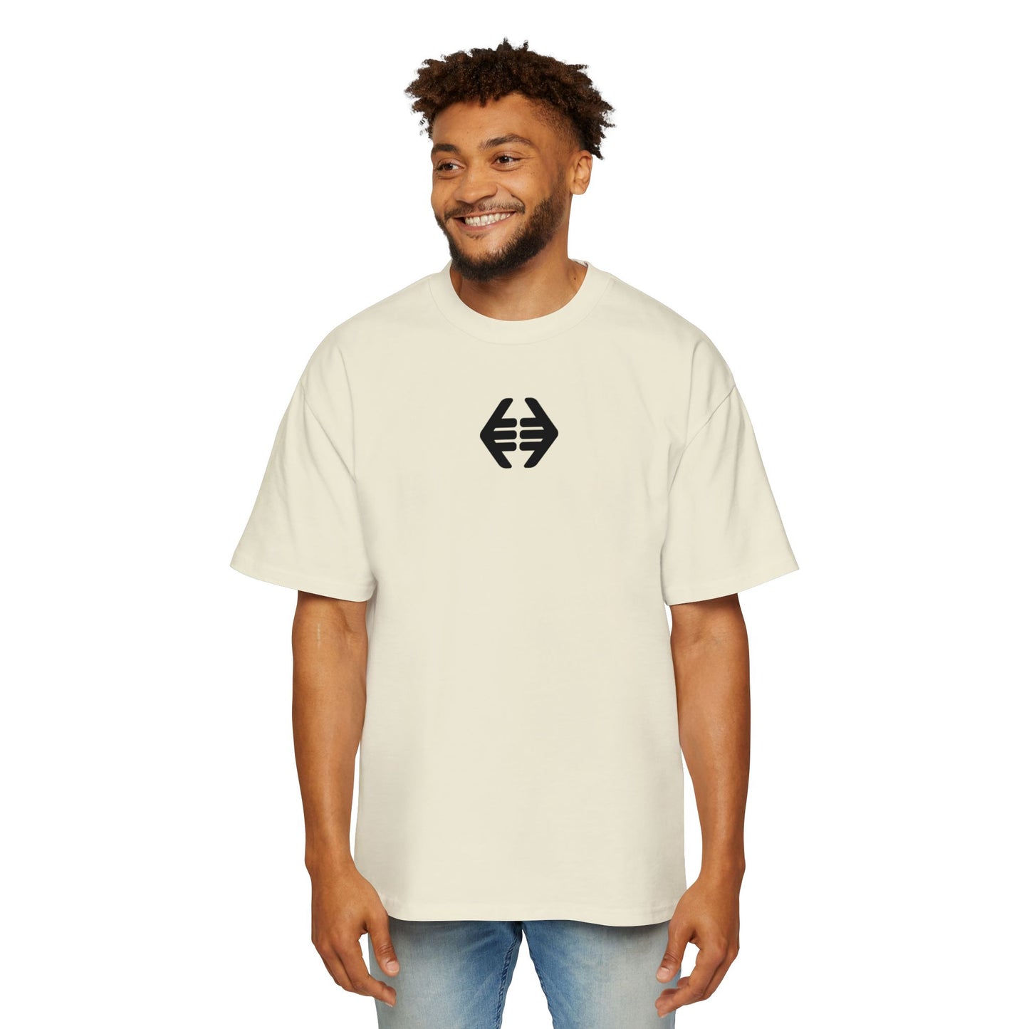 Lokal Vibes - Double Shaka Oversized Tee — Minimalist Black Hand Emblem Graphic T-Shirt