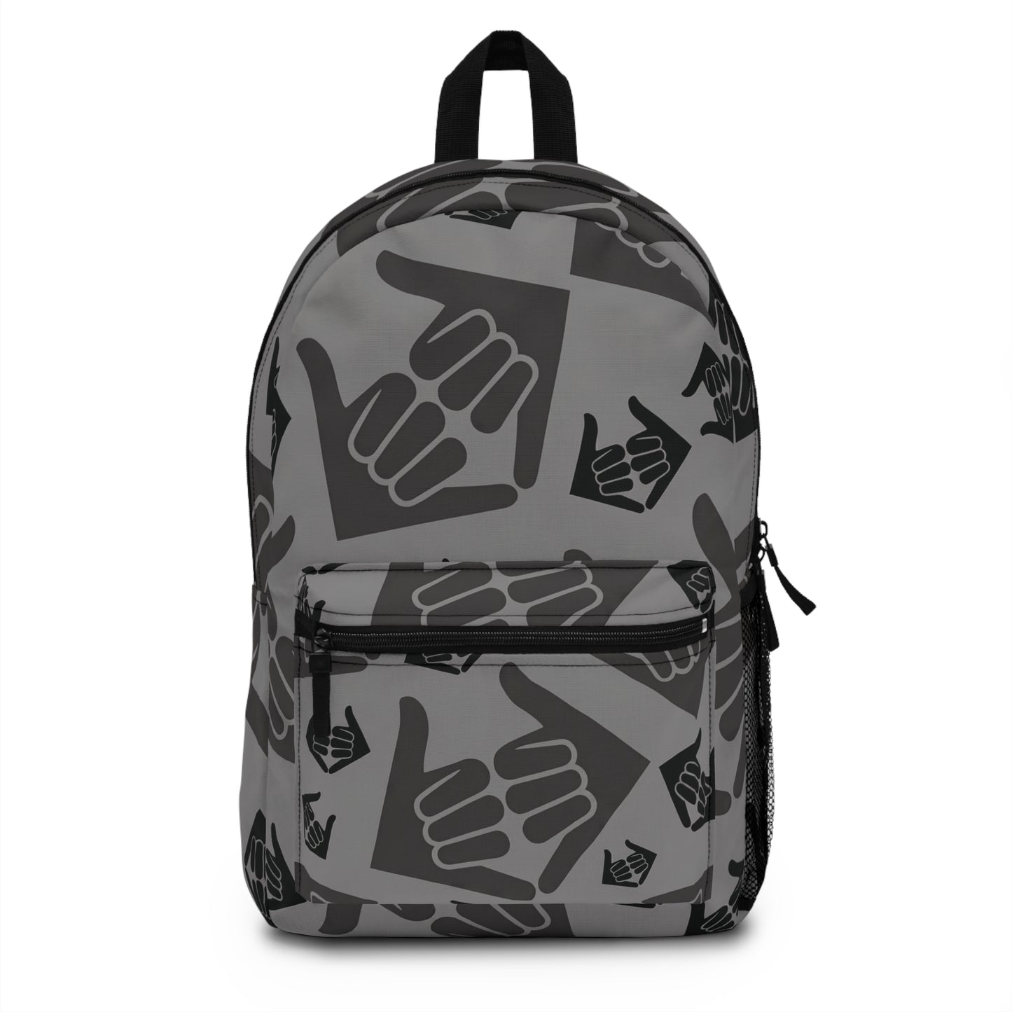 Aloha Shaka - Double Shaka Pattern Backpack — Grey Surf Hand Gesture Daypack