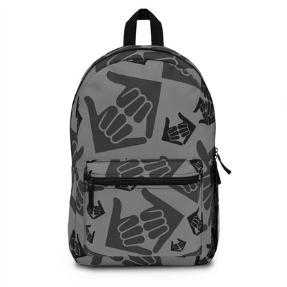 Aloha Shaka - Double Shaka Pattern Backpack — Grey Surf Hand Gesture Daypack