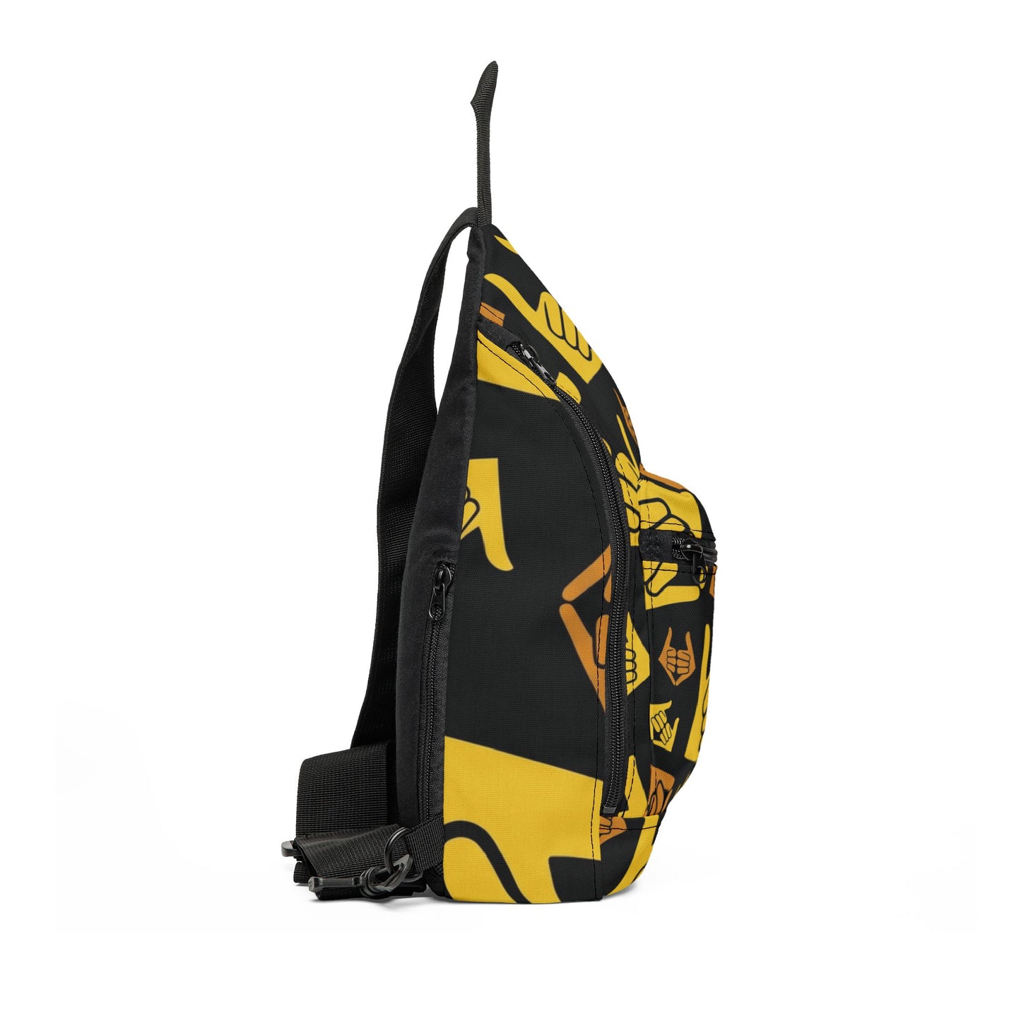 Aloha Shaka - Double Shaka Pattern Sling Bag — Yellow Surf Hand Sign Crossbody Pack