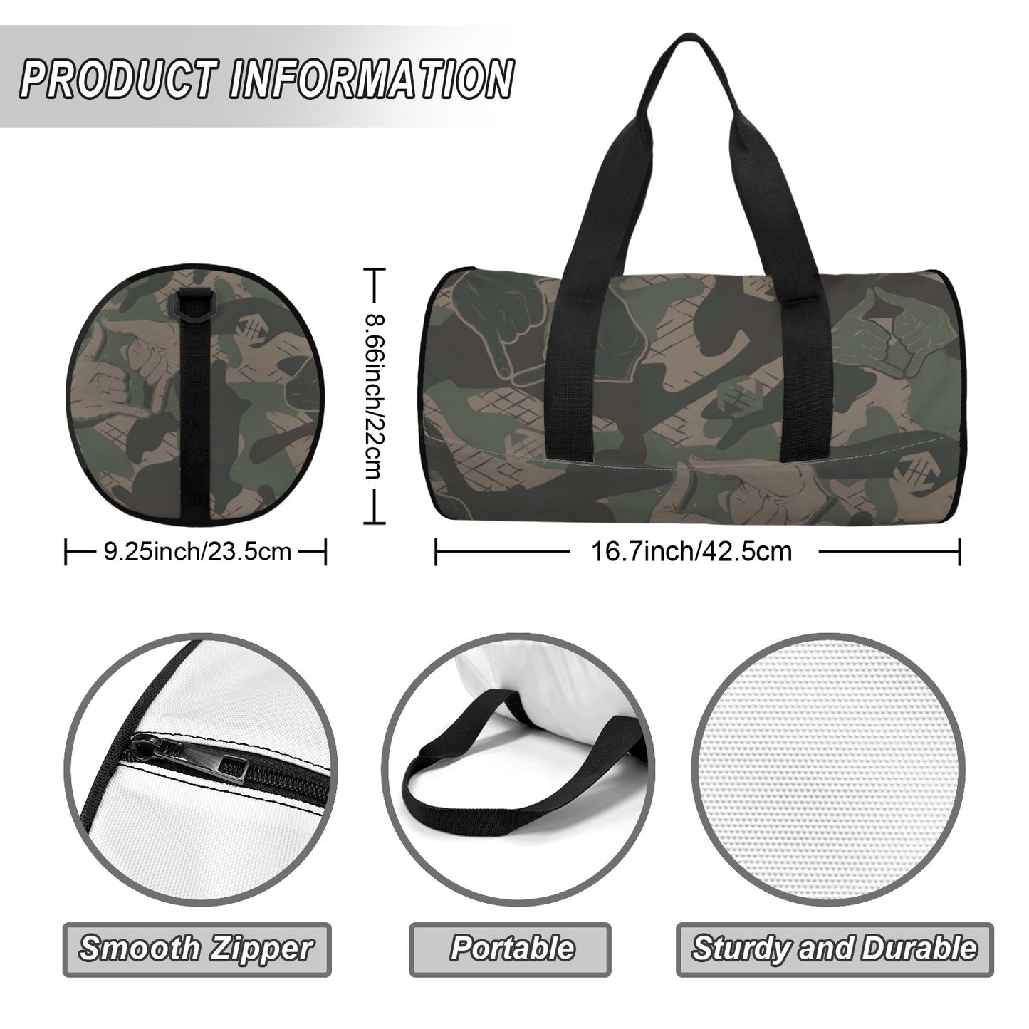Double Shaka Como - Heavy-Duty 1200D Water-Resistant Duffle — Personalized Gym & Travel Tote