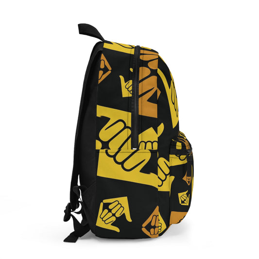 Aloha Shaka - Shaka Hand Pattern Backpack — Yellow Surf Vibe School Bag
