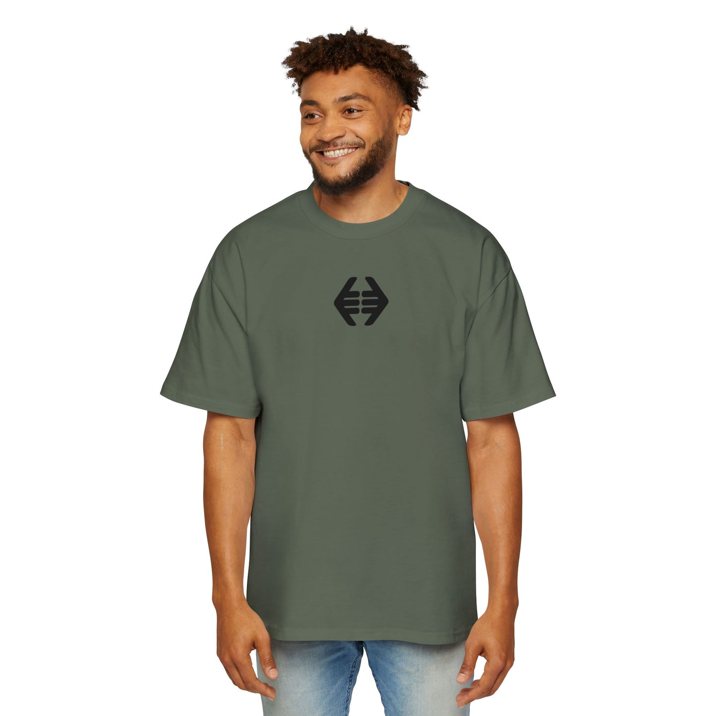 Lokal Vibes - Double Shaka Oversized Tee — Minimalist Black Hand Emblem Graphic T-Shirt
