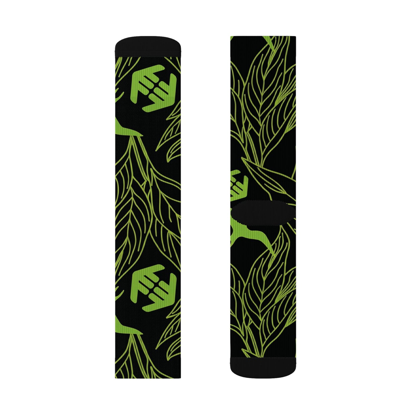 Iwa Canopy - Green Leaf Pattern Sublimation Socks — Botanical Crew Socks