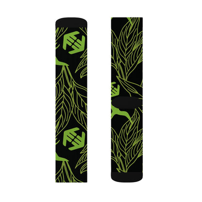 Iwa Canopy - Green Leaf Pattern Sublimation Socks — Botanical Crew Socks