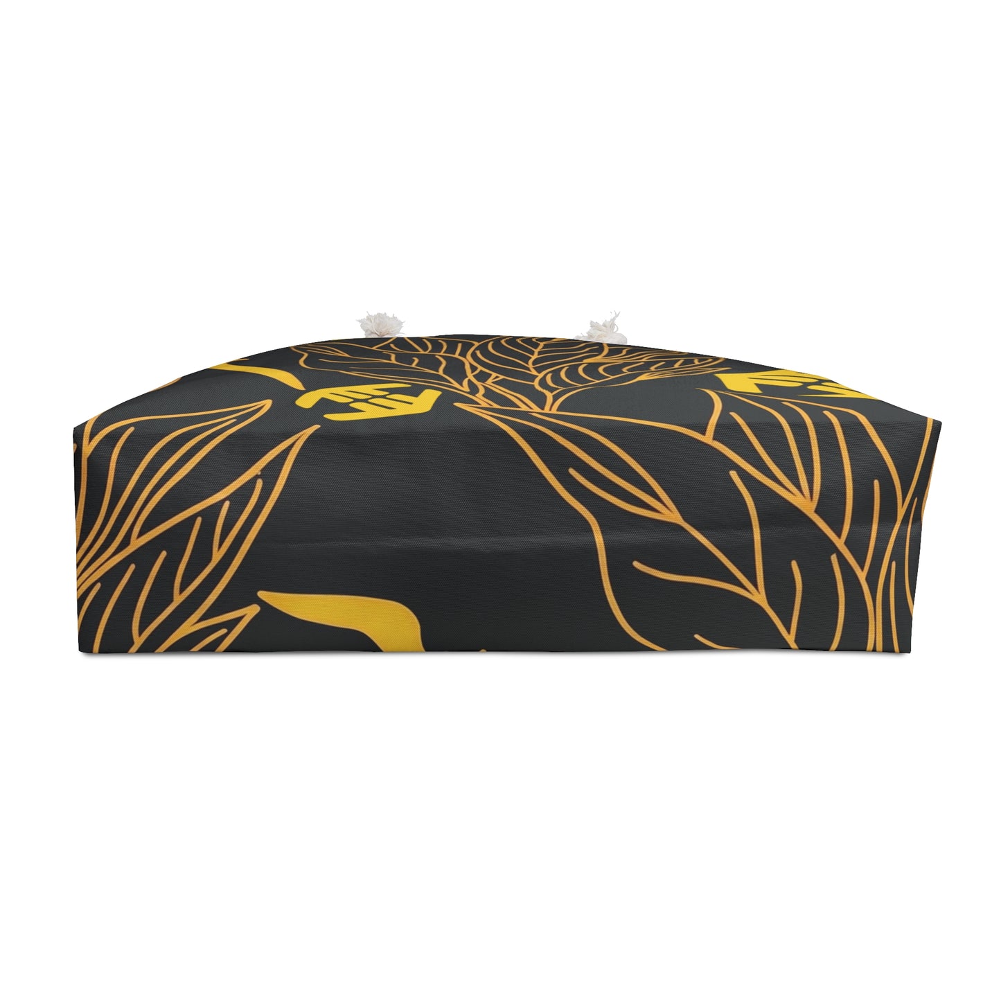 Iwa Canopy - Gold Botanical Weekender Bag — Luxe Black & Yellow Travel Tote