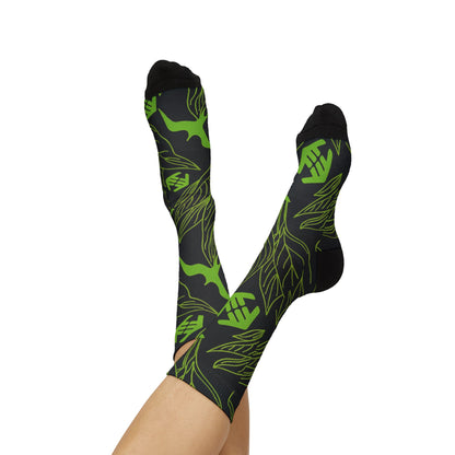 Iwa Canopy - Green Leaf Pattern Sublimation Socks — Botanical Crew Socks