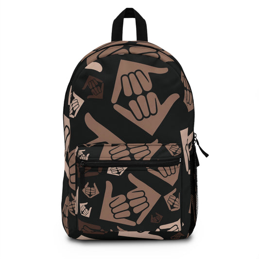 Aloha Shaka - Dobule Shaka Pattern Backpack — Neutral Hand Gesture Graphic School Bag