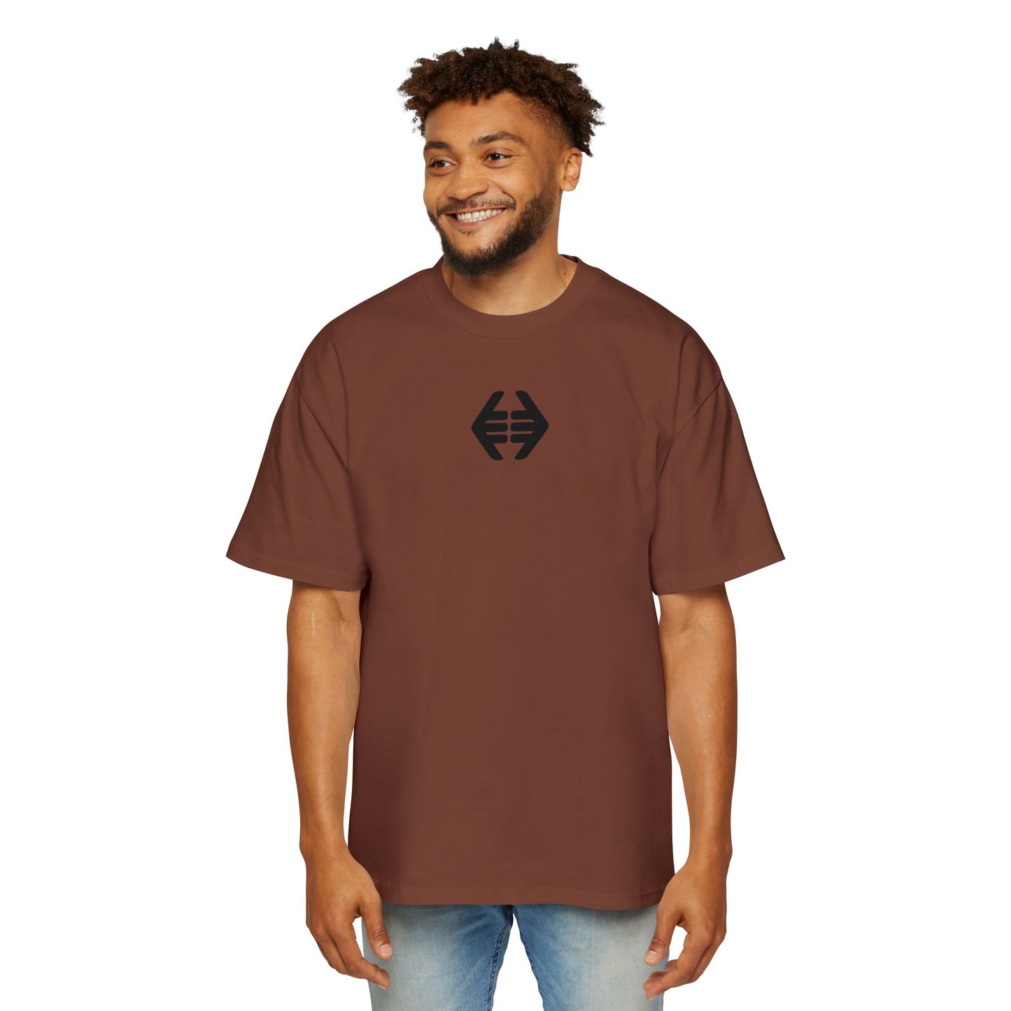 Lokal Vibes - Double Shaka Oversized Tee — Minimalist Black Hand Emblem Graphic T-Shirt