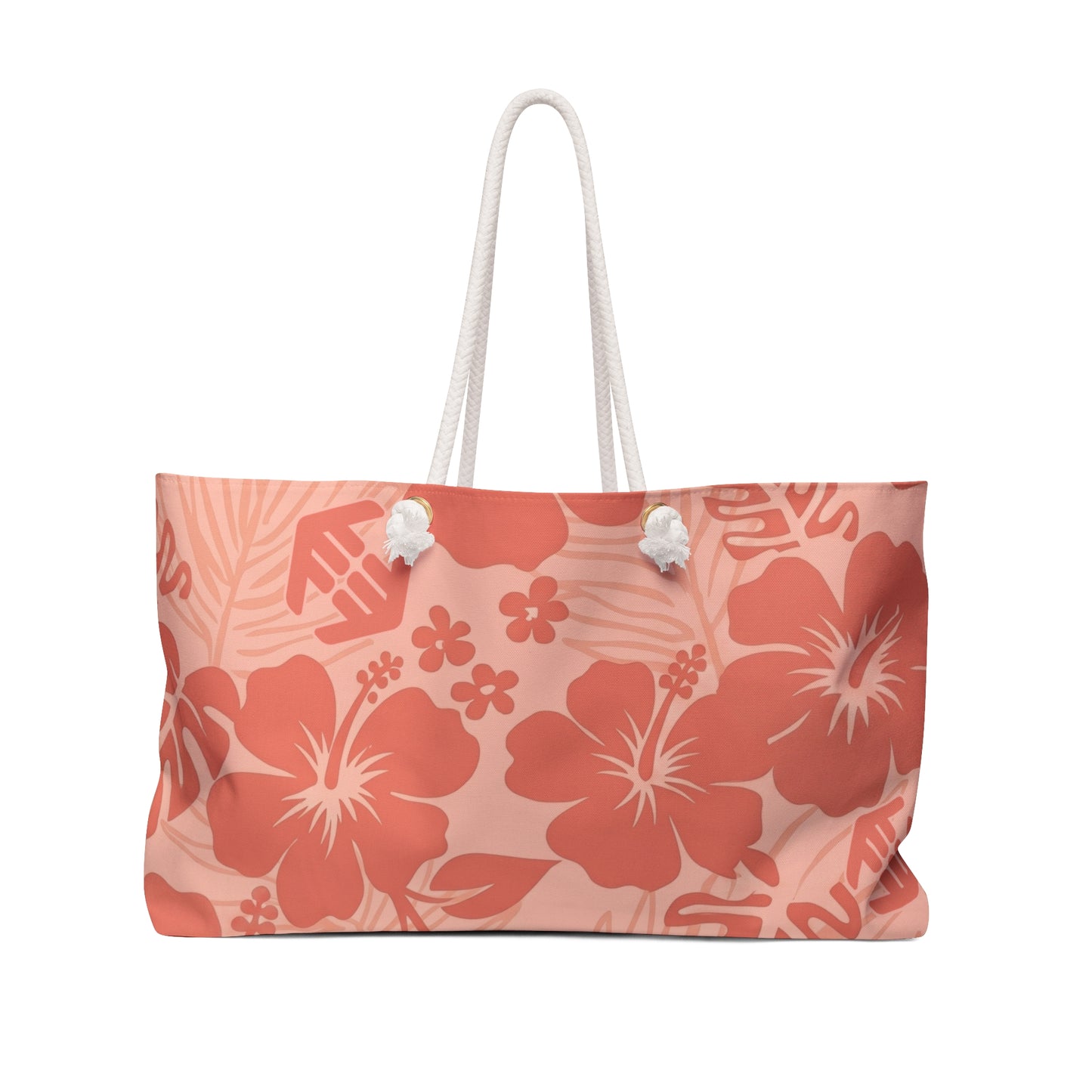Peach Paradise - Coral Hibiscus Weekender Bag — Tropical Floral Travel Tote