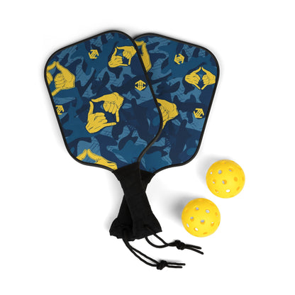 Double Shaka Camo - Pickleball Paddle Set — Camouflage Design Kit (2 Paddles + Balls)