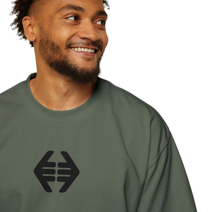 Lokal Vibes - Double Shaka Oversized Tee — Minimalist Black Hand Emblem Graphic T-Shirt