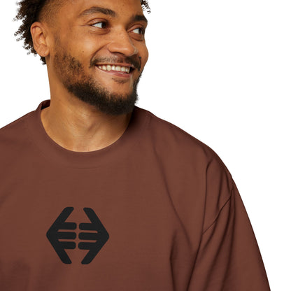 Lokal Vibes - Double Shaka Oversized Tee — Minimalist Black Hand Emblem Graphic T-Shirt